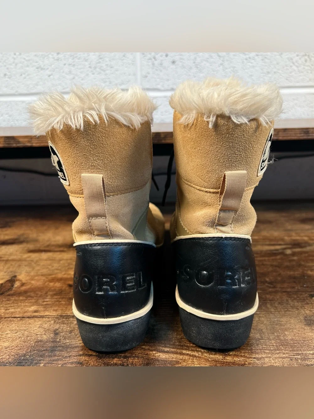 Sorel Boots Waterproof Winter Tan Suede Leather Faux Fur Women's 6.5